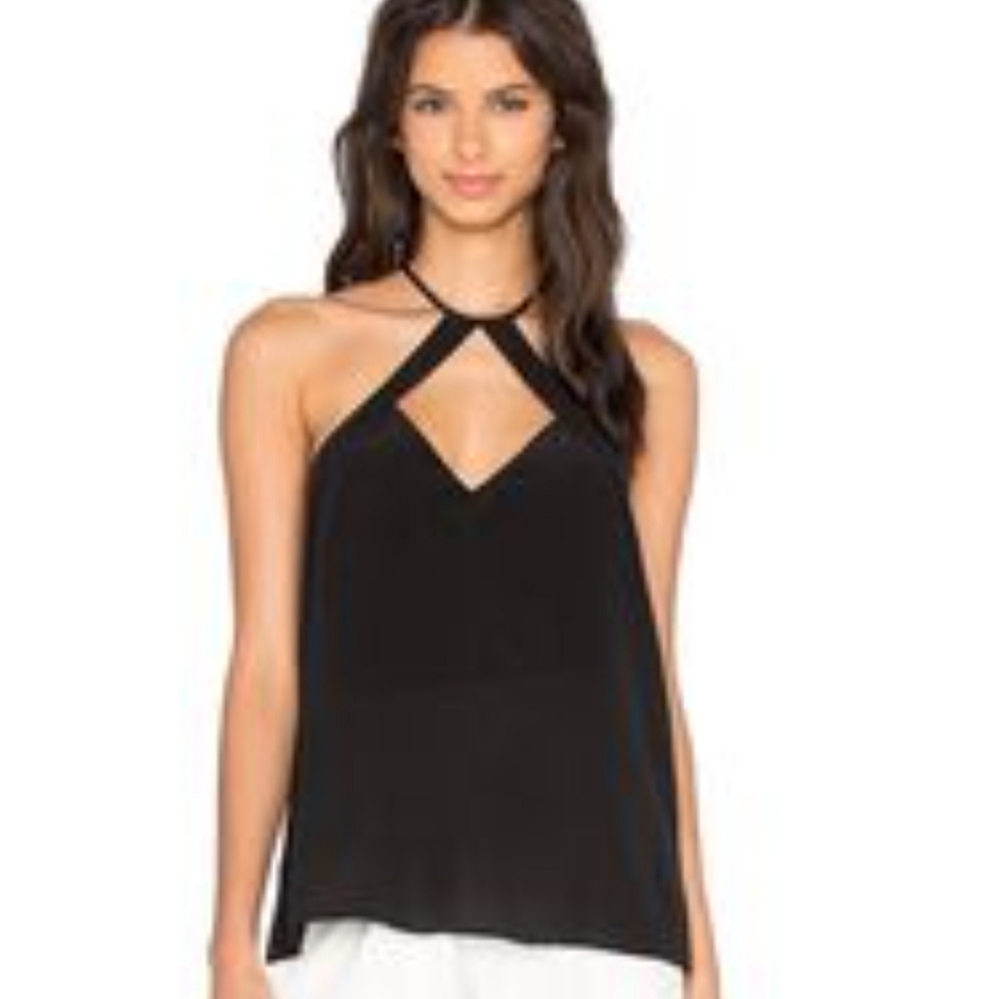 Cami NYC Black 100% Silk Halter Top V-Neck Camisole Tank Size Medium